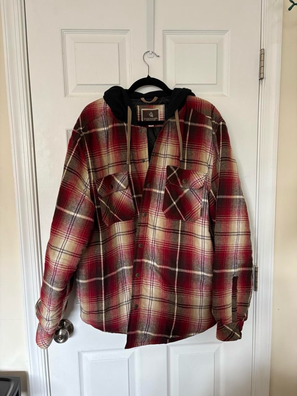 Red Plaid Hooded Jacket, Legendary Outfitters